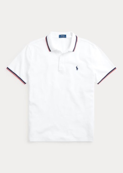 Polos Polo Ralph Lauren Hombre Blancos - Custom Slim Stretch Mesh - RZWGD0325